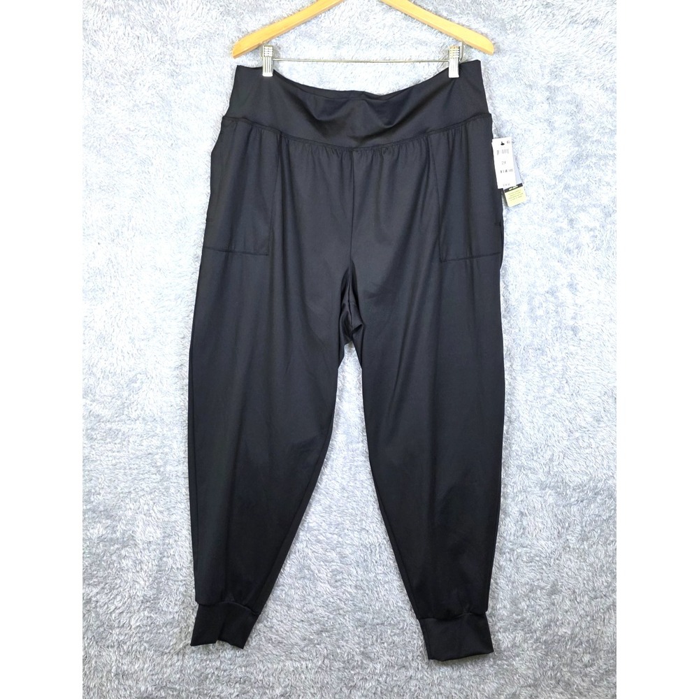 NWT Ideology Black Jogger Pants Plus 2X 3X Casual Off-Duty Loungewear Pockets